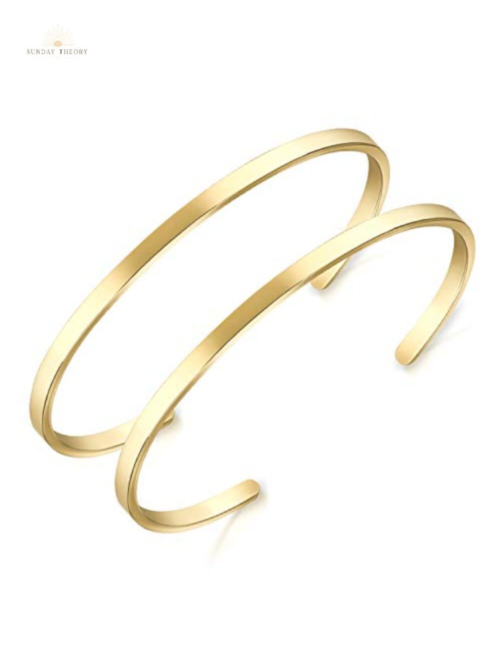 18K Gold Plated Open Cuff Bracelet, Adjustable Bangle, Stainless Steel, Unisex